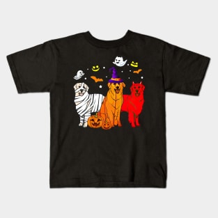 Funny Golden Retriever Mummy Witch Demon Halloween Kids T-Shirt